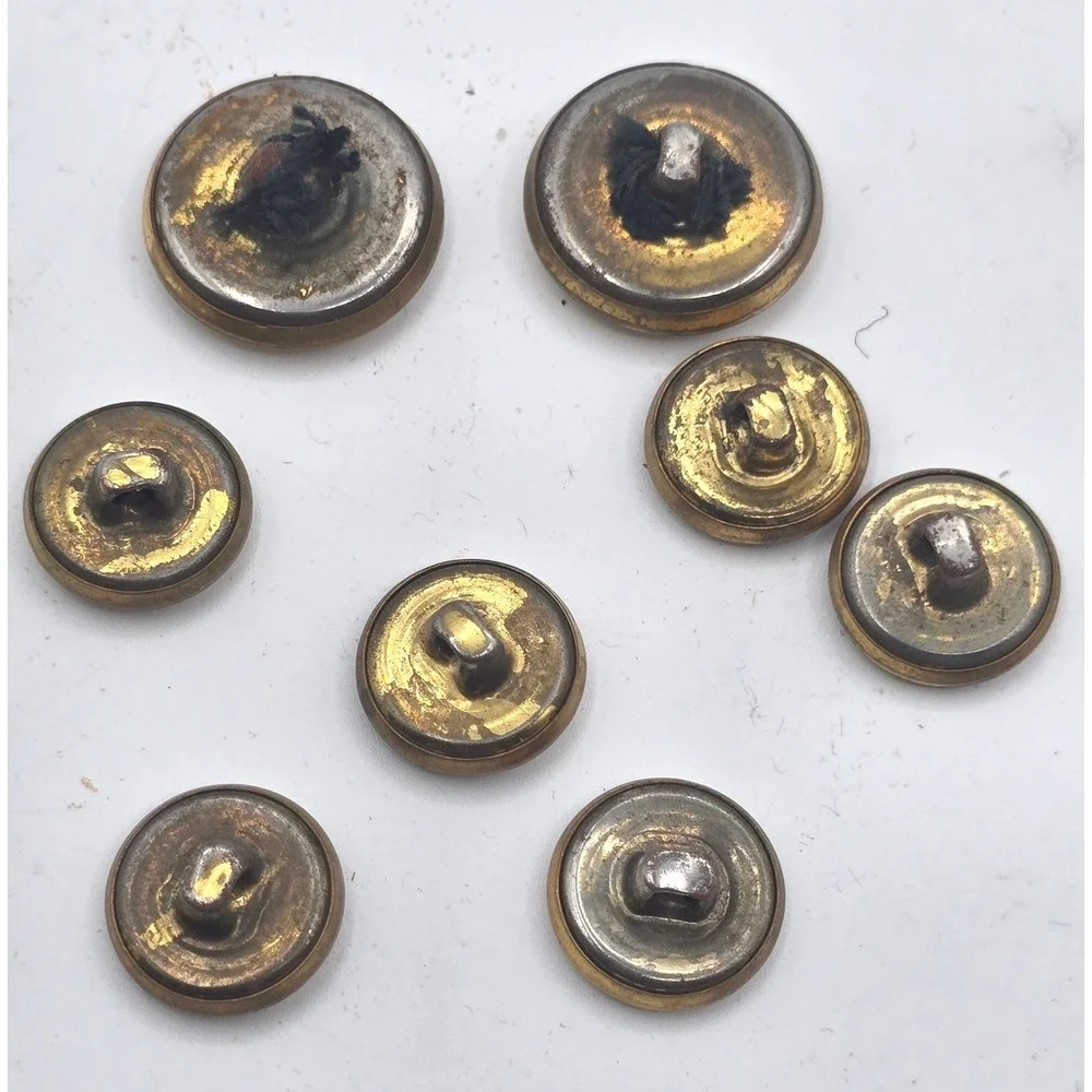 Vintage Brass Nautical Blazer Button Set 8 Gold Tone Crown Eagle Anchor Shank